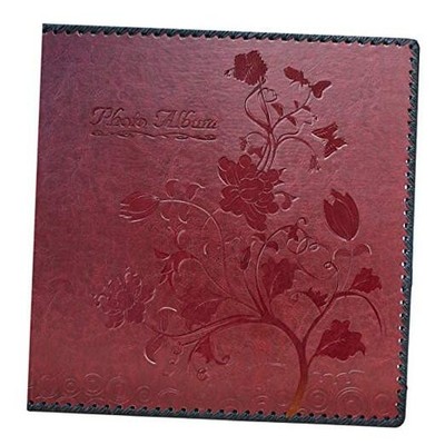 Photo Album Book, Family Album Self Adhesive Scrapbook, Leather Large Wine Red-image