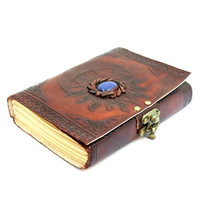 Leather Journal with Unlined Pages - Sun & Moon Leather Bound Writing Journal...-image