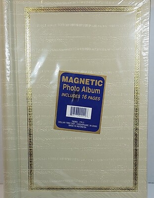 Memory Lane Photo Album Magnetic Pages 8 Sheets/16 Pages White And Golden Cover-image