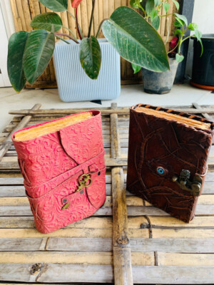 Handmade Leather Bound Journal with Lock and Key with Vintage Best offer-image