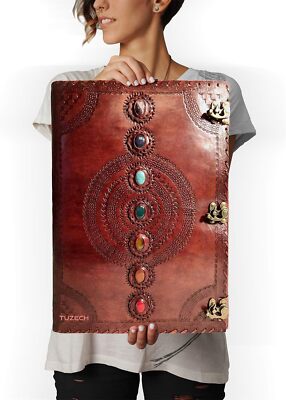 Chakra Journal Handmade Huge Leather Bound Journal for Women and Men Book of Sha-image