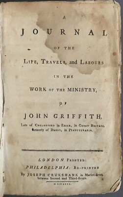 First US Ed.   John Griffith   A Journal of the Life, Tavels, and Labours…  1780-image