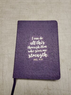 Christian Art Gifts Faux Purple Leather Journal Phil 4:13 Gold Leaf (Bb33)-image