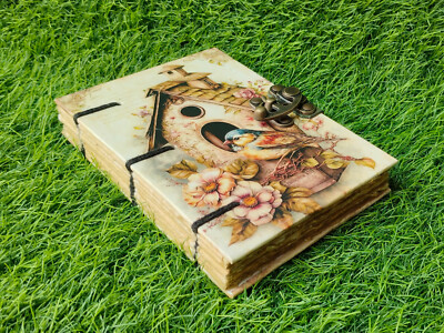 Vintage Leather bound Hard Cover Notebook  Handmade Paper Diary Sketchbook-image