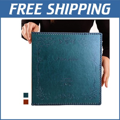High-Quality Photo Album with Leather Cover - 80 Self-Stick Pages Included-image