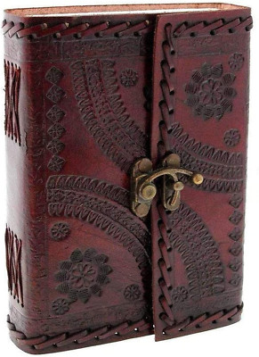 Leather Bound Journal Sketch Book with Lock for Men Women Unlined Paper 200 Page-image