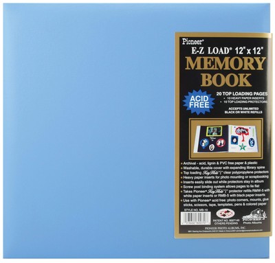 12x12 Baby Blue Leatherette Photo Album with Post Bound Scrapbook Pages-image