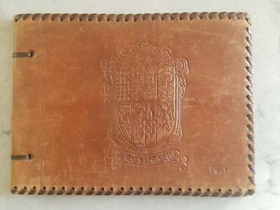 Vintage Antique French Tooled Leather Photo Album Scrapbook - Never Used -image