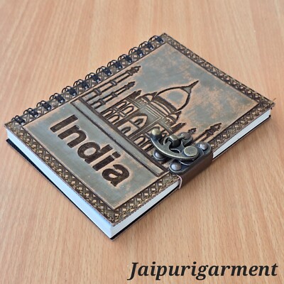 Leather Spiral Bound Notepad  Diary with Metal Closure | 100 Pages |-image