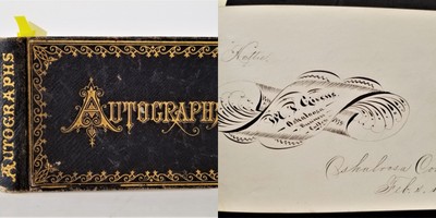 1877 antique AUTOGRAPH ALBUM oskaloosa io HATTIE BUCK? fraktur sketch battle crk-image