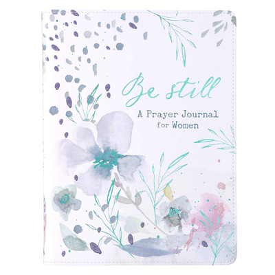 Be Still A Prayer Journal For Women - Teal Floral Faux Leather Flexcover Pro...-image