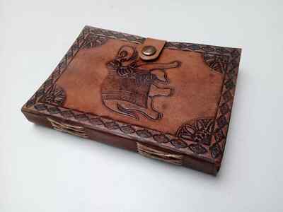 Vintage Leather bound Journal Antique Handmade Paper Notebook Diary Sketchbook-image