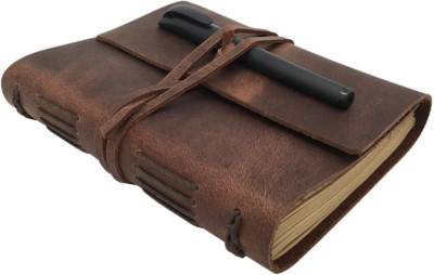 Leather Journal Lined Notebook, Handmade Genuine Leather Bound Daily A5 Notepad -image