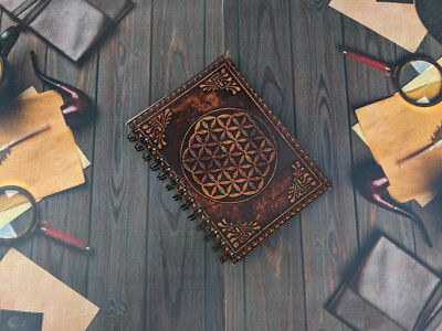 Vintage Leather Spiral bound Journal Handmade Paper Notebook Diary Sketchbooks-image