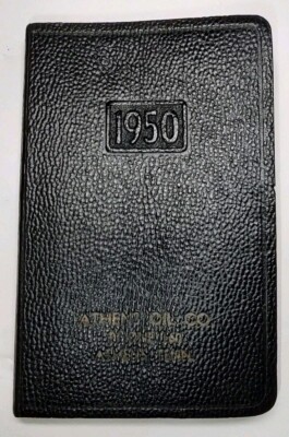 Antique 1950 Pocket Diary Journal Book Athens Oil Co. Tennessee Advertising MCM-image