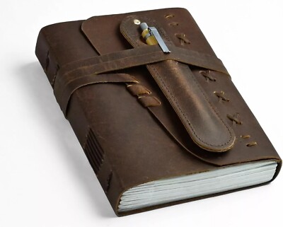 Leather Journal for Women & Men, Leather Bound Writing Journal 8X6 With Pen-image