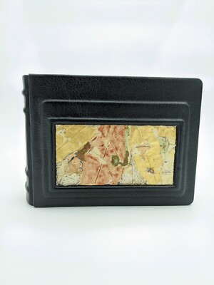 Leather Bound Photo Album Blank Book with Artist Signed Cover Vellum Lined Pages-image