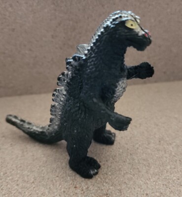 Vtg Godzilla Monster PVC Plastic Figure 80s Black / Silver Back Made in China 4