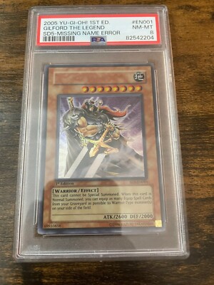 Yugioh Gilford the Legend SD5EN001 1st Edition No Name Error PSA 8 - Total Pop 1-image