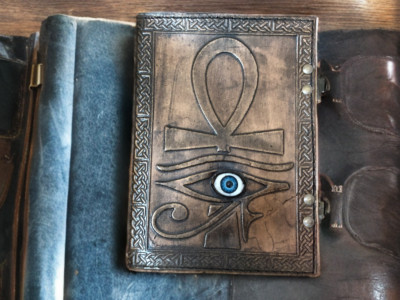 Vintage Leather Journal Scrapbook for Women & Men, Leather Bound Junk Journal-image