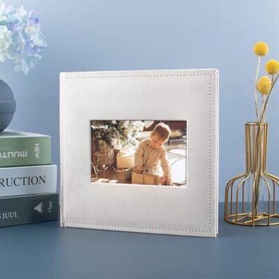 Photo Album with Memo Writing Space hold 200 4x6 Horizontal Pictures, Suede Cove-image