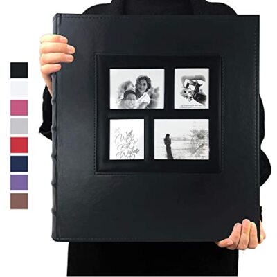 RECUTMS Photo Album 4x6 600 Photos Black Pages Large Capacity Leather Cover F...-image