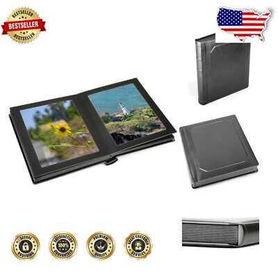 Classic Horizontal Slip-In Photo Album 8x10 - Black Leatherette for Weddings-image