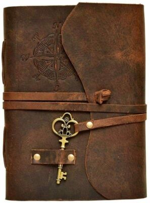 Compass Vintage Leather Journal Notebook Bound Writing Diary Sketch Deckle Book-image