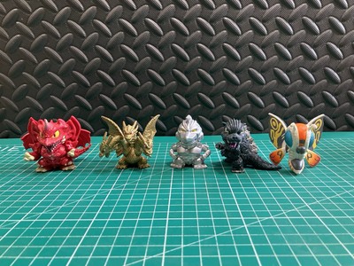 2013 Bandai Toho Co. Lot Of 5 Chibi Godzilla Action 2