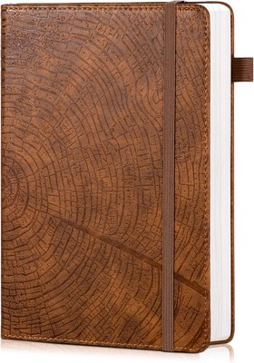 CAGIE Lined Journal for Men Women, Tree Growth Ring Leather Bound Brwon -image