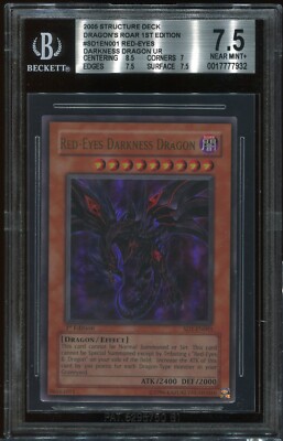 Yugioh Card 1st Ed. Red-Eyes Darkness Dragon Ultra Rare BGS 7.5 SD1-EN001 2005-image