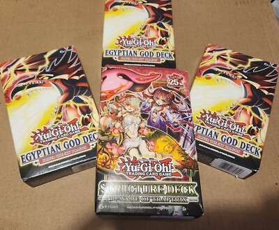 3x Slifer,The Sky Dragon Egyptian God Deck Yugioh sealed& Beware Of Traptrix (1)-image