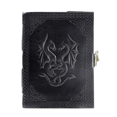 Handmade Leather Double Dragon Journal/Writing Notebook Diary/Bound Daily Not...-image