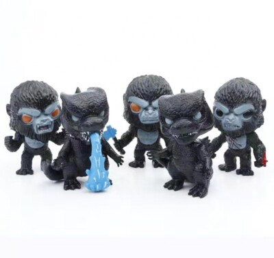 Godzilla King Kong 4 Inch Action Figures Set 5 pcs  US Seller Free Ship-image