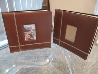 SET OF 2 DELUXE BONDED LEATHER SCRAPEBOOKS BY MEMORY STOR 20 Pages Per Book-image