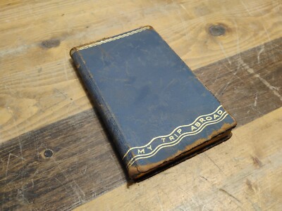 Antique 1920s LEATHER BOUND Itinerary Journal W/ Pencil Holder MY TRIP ABROAD-image