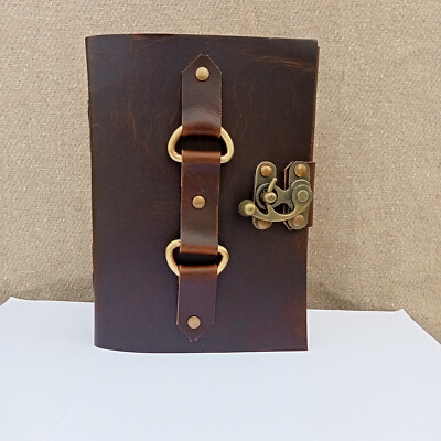 Vintage Leather bound Journal Antique Handmade Paper Notebook Diary Sketchbook-image