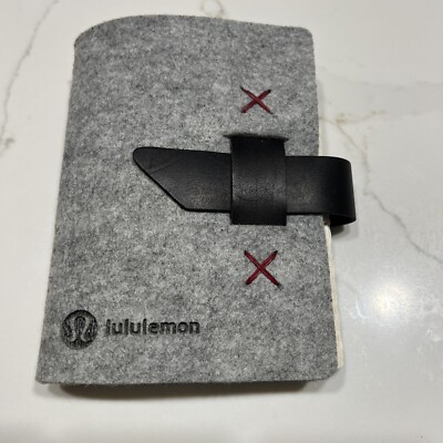 NWOT RARE LULULEMON Gray Felt Black Leather Bound Journal Notebook Promotional-image