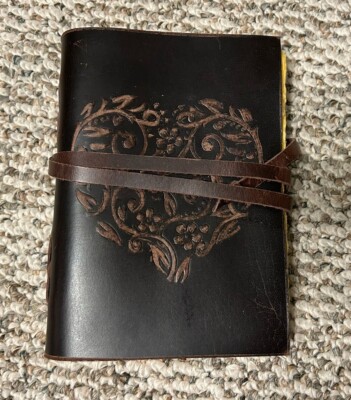 Leather Bound Journal Embossed Heart Diary Sketchbook-image