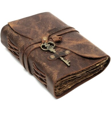 Vintage Leather Journal - Small Antique Leather Bound Journal, Deckle Edge 7