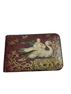 Rare Find Antique 1886~Autograph Album Book~Child Flying On Bird~Columbiana~OH-image