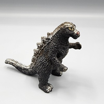 Vtg Godzilla Monster PVC Plastic Figure 80s Black / Silver Back Made in China 4