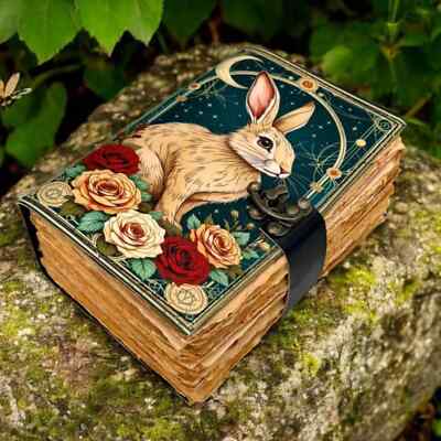 400 Pages - bunny rabbit Grimoire Leather Journal Notebook Journal for women-image