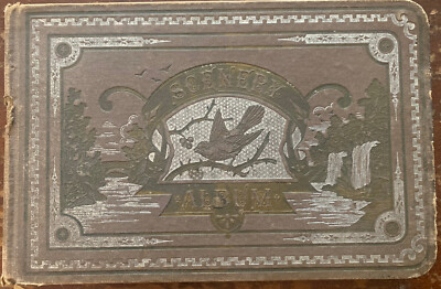 Antique 1880s Scenery Autograph Book Album 42 Signatures & Messages -image