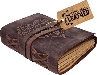 Leather Journal with Embossed Heart Shape Journal-image