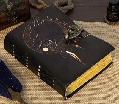 Leather Journal Wolf Printed Notebook Handmade Best Gift-image
