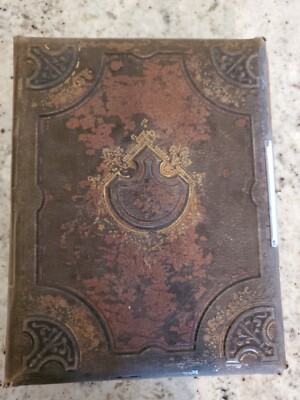 ANTIQUE LEATHER BOUND CDVs, Tintypes, PHOTO ALBUM, 60 images, 26 are tintypes-image
