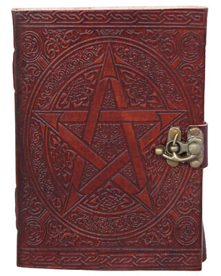 Genuine Leather Diary Brown Writing Book Vintage Notebook  Star Embossed-image