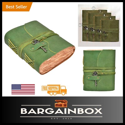 Unique Vintage Leather Journal - 200 Handmade Deckle Pages & Lock - Perfect Gift-image