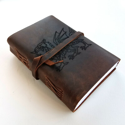 Welsh Dragon Leather Bound Journal, Free Personalization 5